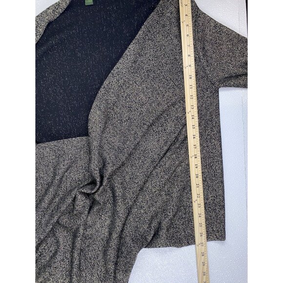 Womens M/L Gold Black Metallic Witchy Cozy Knit Open Front Cardigan Sweater VTG - Picture 7 of 13